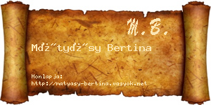 Mátyásy Bertina névjegykártya